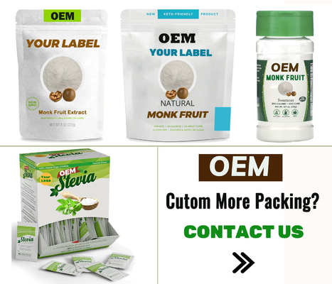 Zero Calorie OEM Powder Blend สารให้ความหวาน Monk Fruit Extract Stevia Erythritol Powder