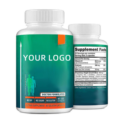 0.5g / Capsules OEM Height Growth Capsules เสริมความแข็งแรงของกระดูกด้วยแคลเซียม