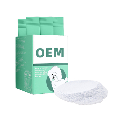 สุขภาพสัตว์เลี้ยง OEM โภชนาการเสริมอาหาร Deep Care ผมมันเงาเต่าไข่ผงปลาคอลลาเจนไบโอติน