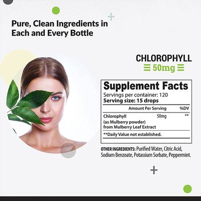 OEM/ODM Chlorophyll Liquid Drops For Water Peppermint Flavoured For Skin Health Immune Support Energy Support