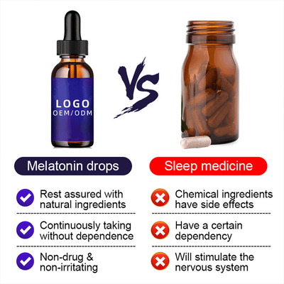 50ml 5Mg Biotin Collagen Drops OEM Natural Melatonin Drops ตัวช่วยการนอนหลับตอนกลางคืนสำหรับผู้ใหญ่