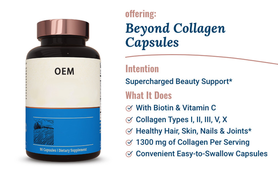 ผลิตภัณฑ์ดูแลผิว OEM Pills Face Collagen Vitamin C Capsules เม็ด Anti Aging