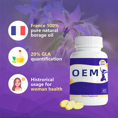HACCP ISO Women Hormones Anti Anxiety กลั่น Borage Oil Softgel Capsule